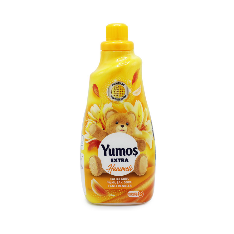 نرم کننده لباس Yumoş Extra زرد با رایحه گل Hanımeli حجم 1440 میلی
